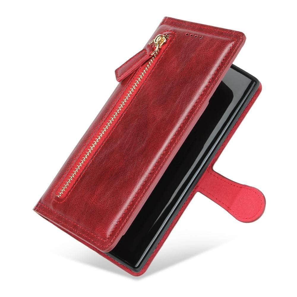 Casebuddy Red / Samsung S23 Galaxy S23 Zipper Leather Flip Case