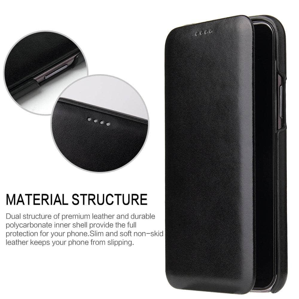 Casebuddy iPhone 14 Pro Max Genuine Leather Magnet Flip Case