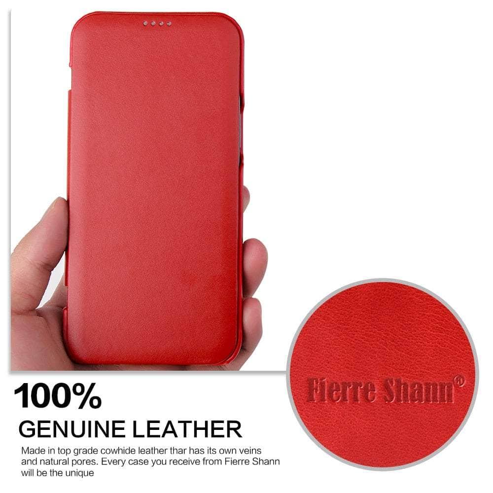Casebuddy iPhone 14 Pro Max Genuine Leather Magnet Flip Case