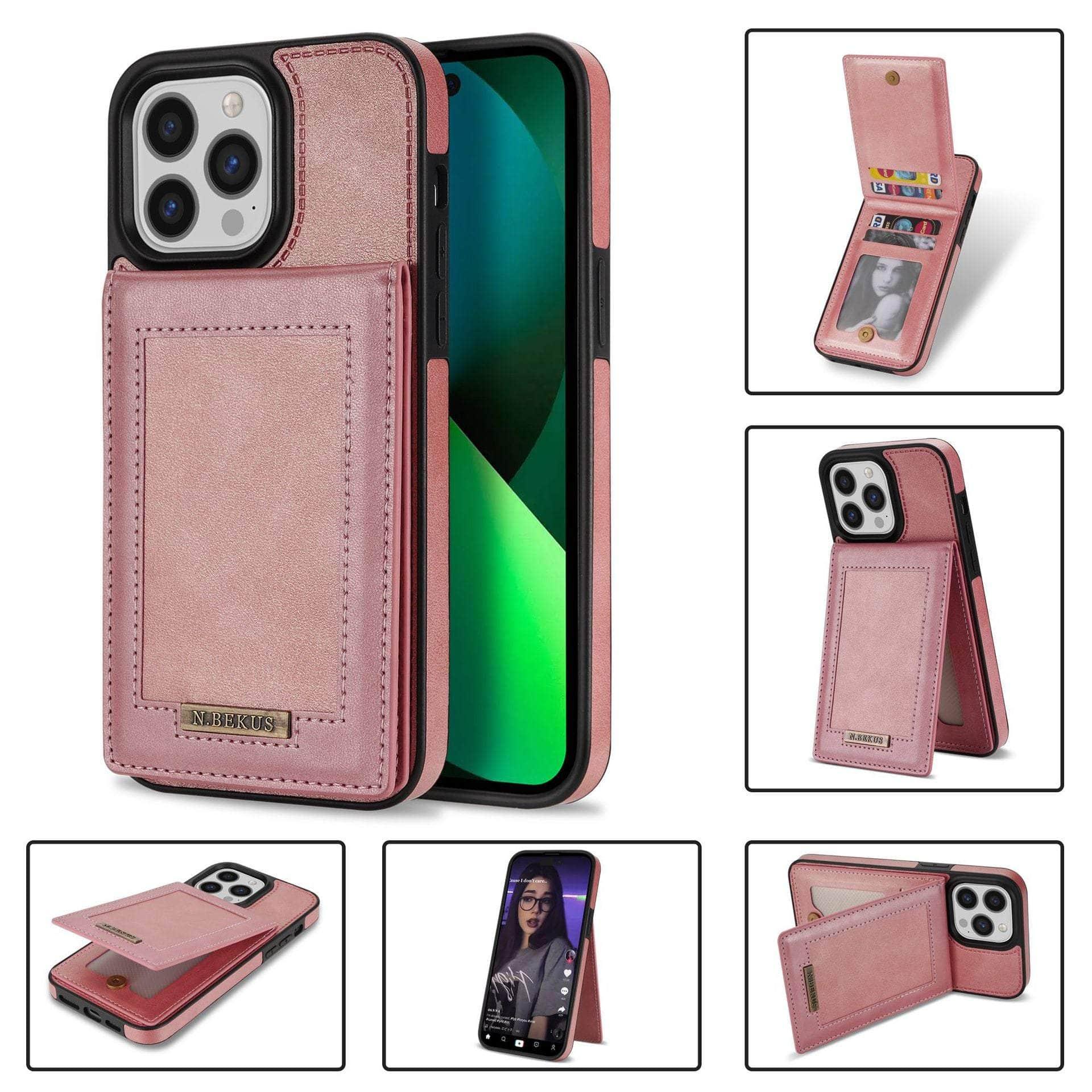 Casebuddy Luxury Vegan Leather iPhone 14 Pro Wallet Card Slots Holder