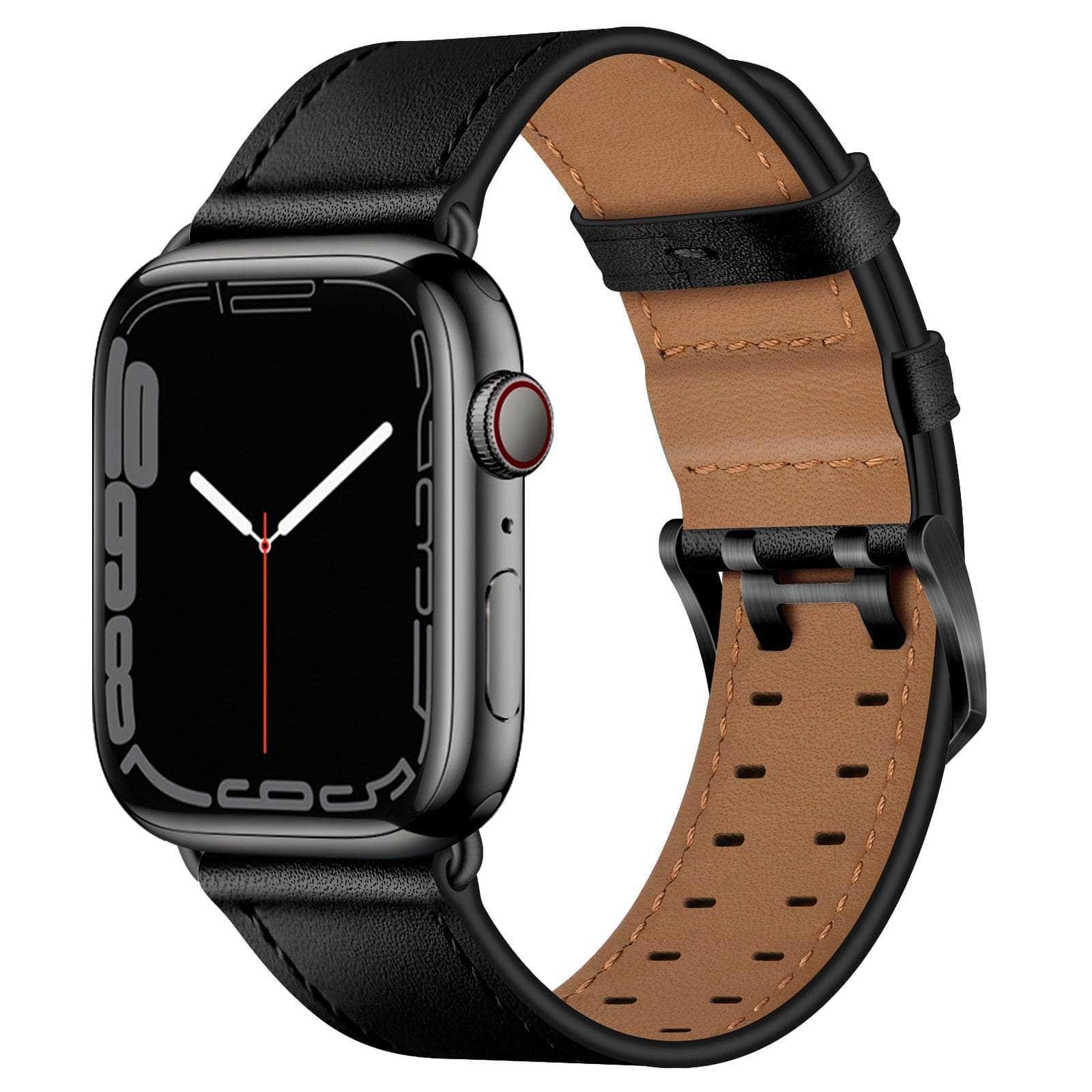 Casebuddy Black 1 / For 38mm 40mm 41mm Premium Apple Watch Leather Strap