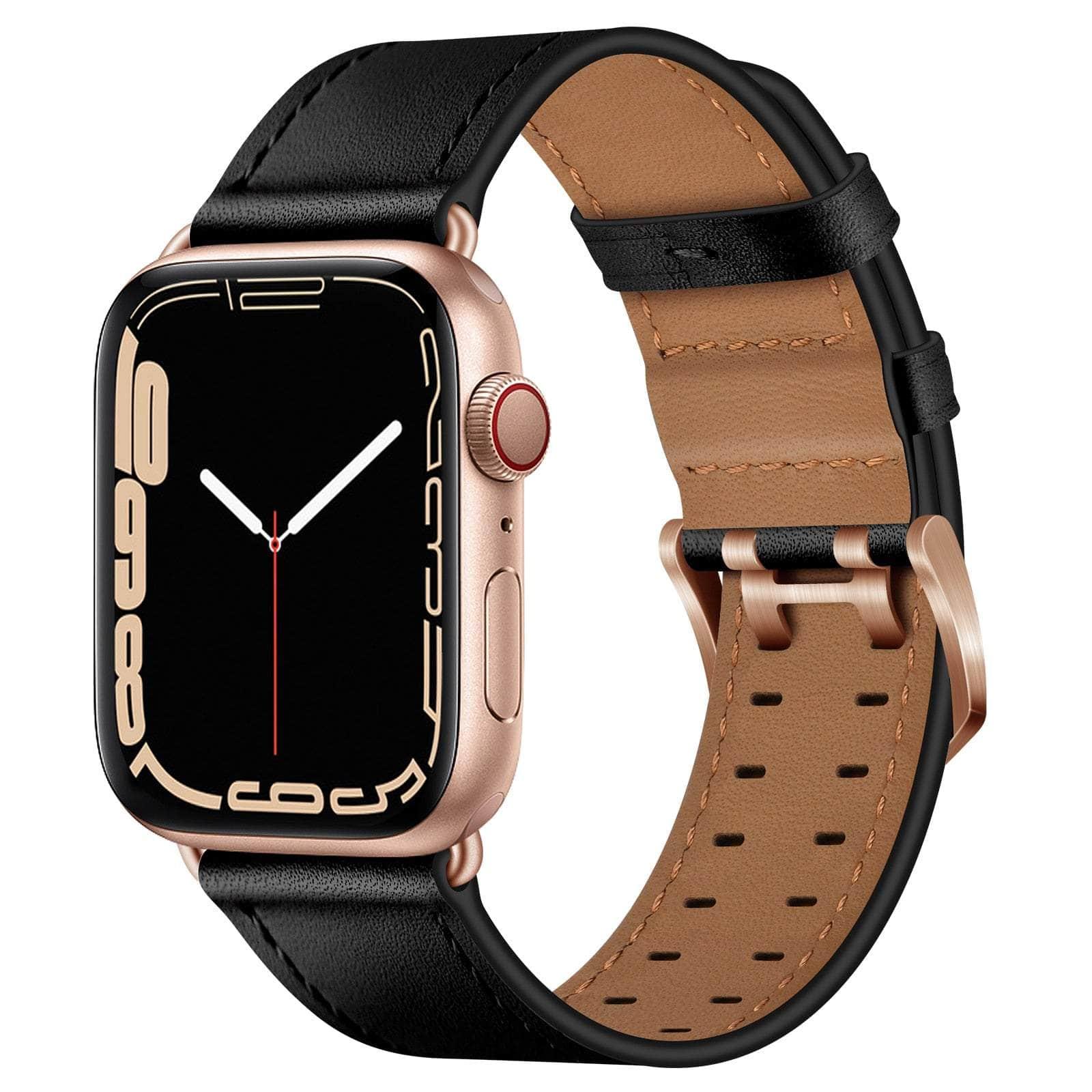 Casebuddy Black 2 / For 38mm 40mm 41mm Premium Apple Watch Leather Strap