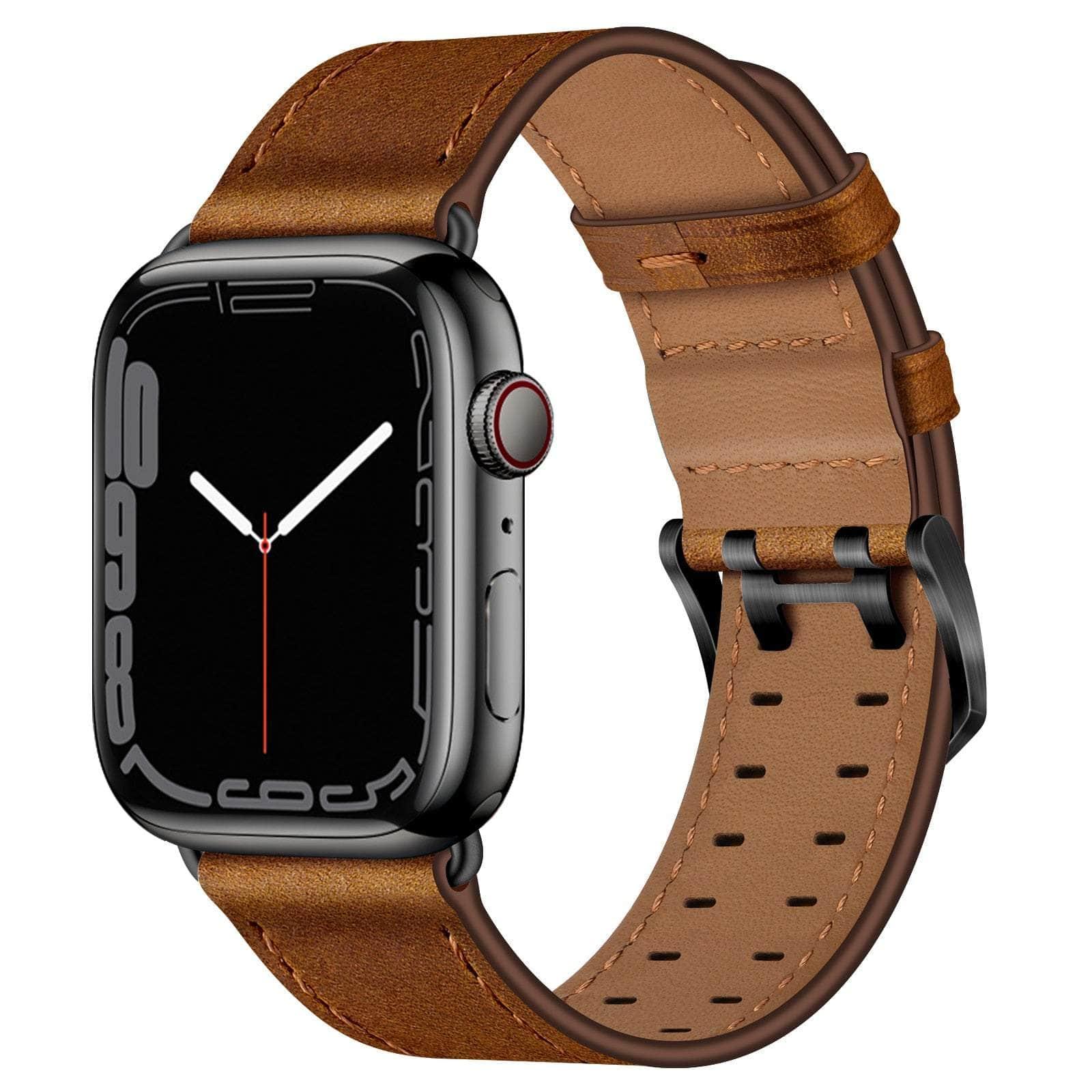 Casebuddy Red Brown / For 38mm 40mm 41mm Premium Apple Watch Leather Strap