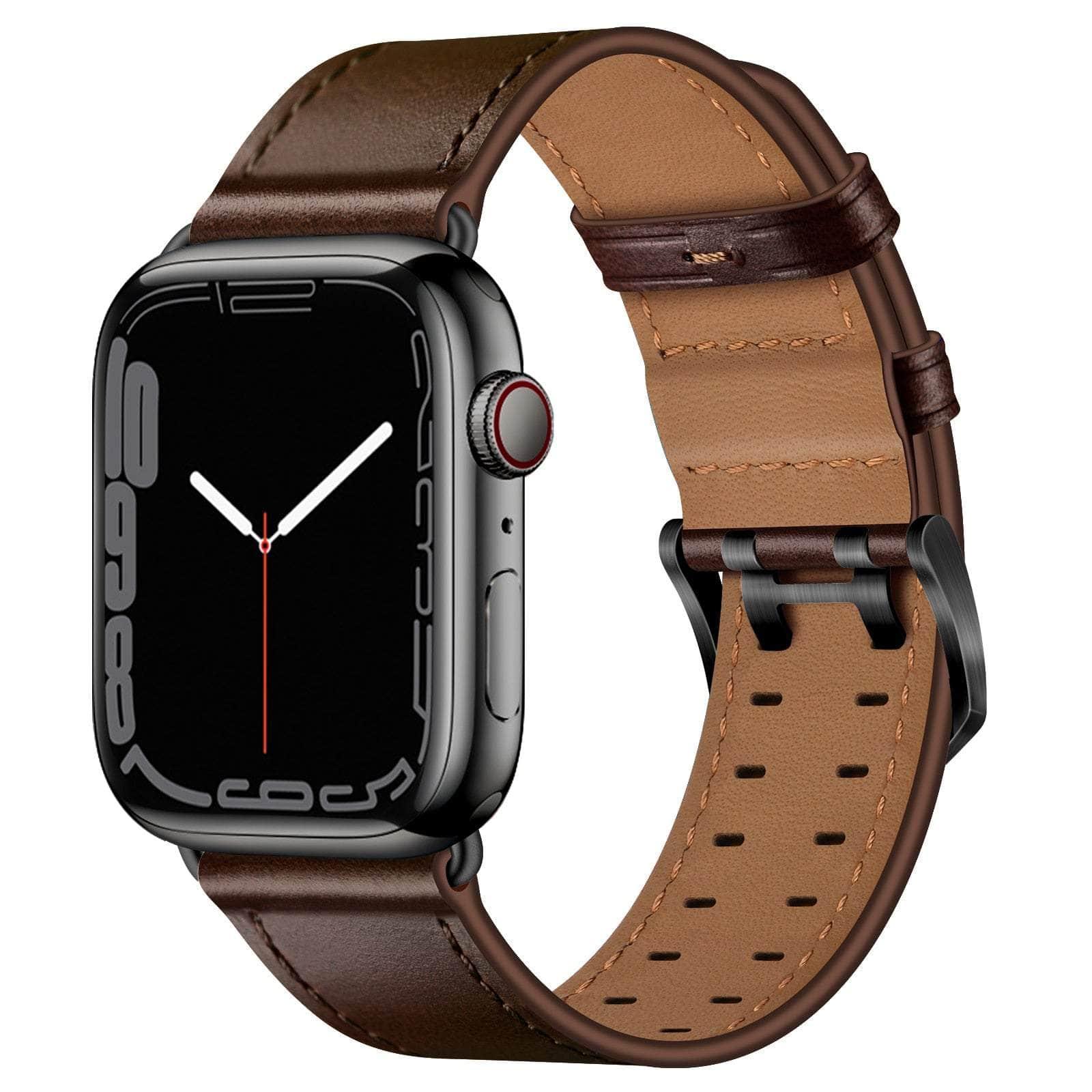 Casebuddy Dark brown / For 38mm 40mm 41mm Premium Apple Watch Leather Strap