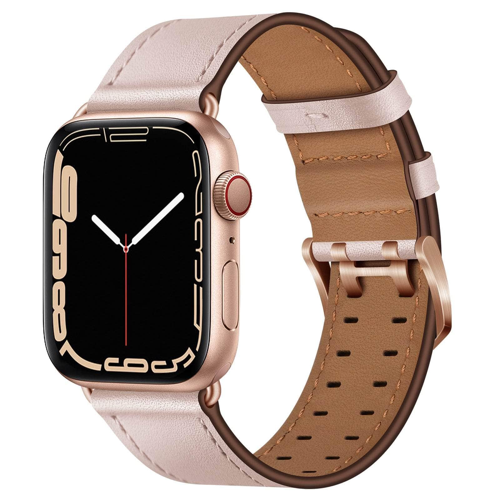 Casebuddy Pink / For 38mm 40mm 41mm Premium Apple Watch Leather Strap