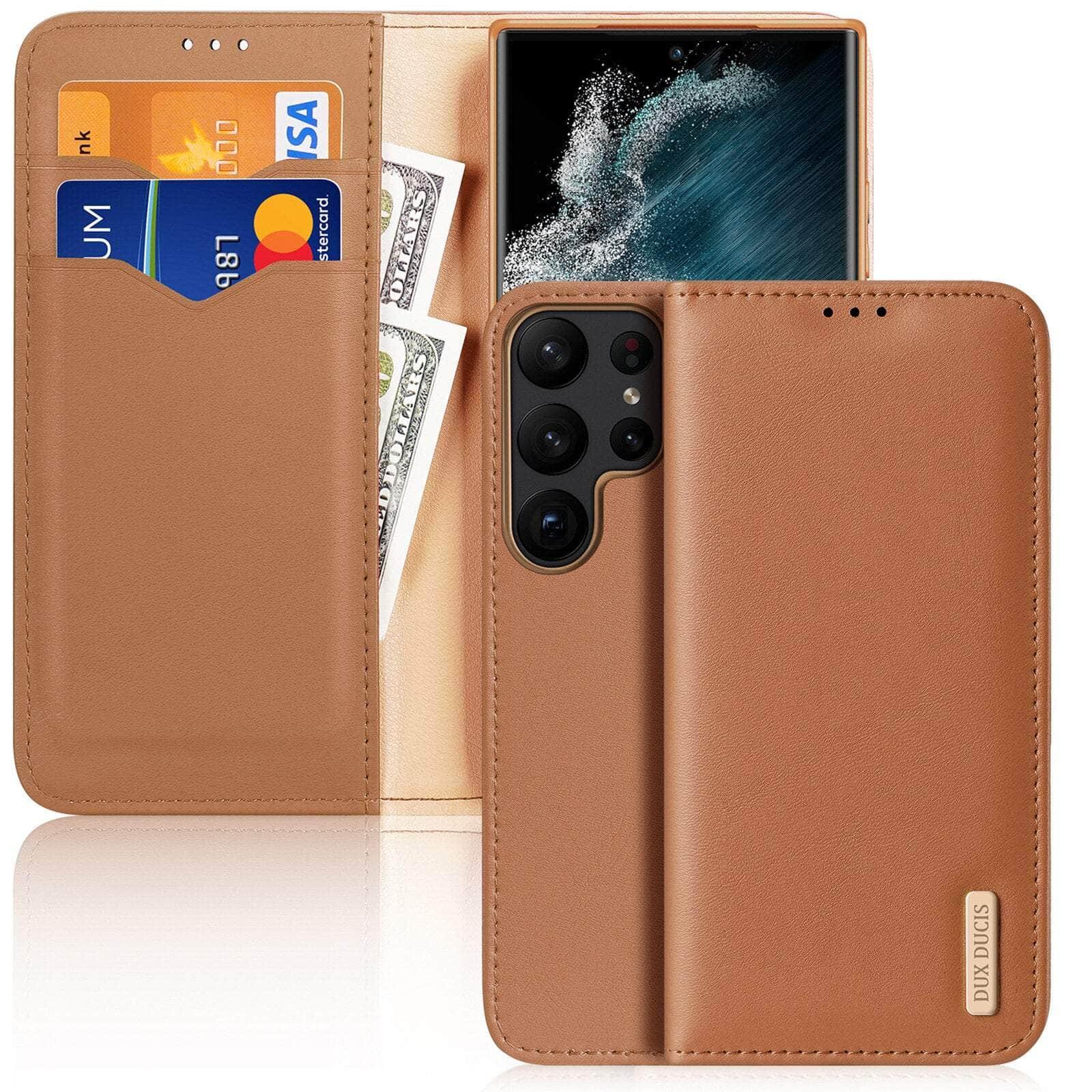 Casebuddy Brown / For Galaxy S23 Ultra Real Genuine Galaxy S23 Ultra Leather Cases