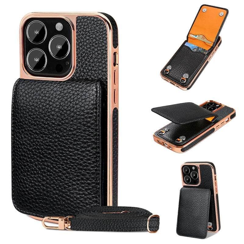 Casebuddy Black / For iphone 14 pro Vietao Luxury Leather Wallet iPhone 14 Pro Cover