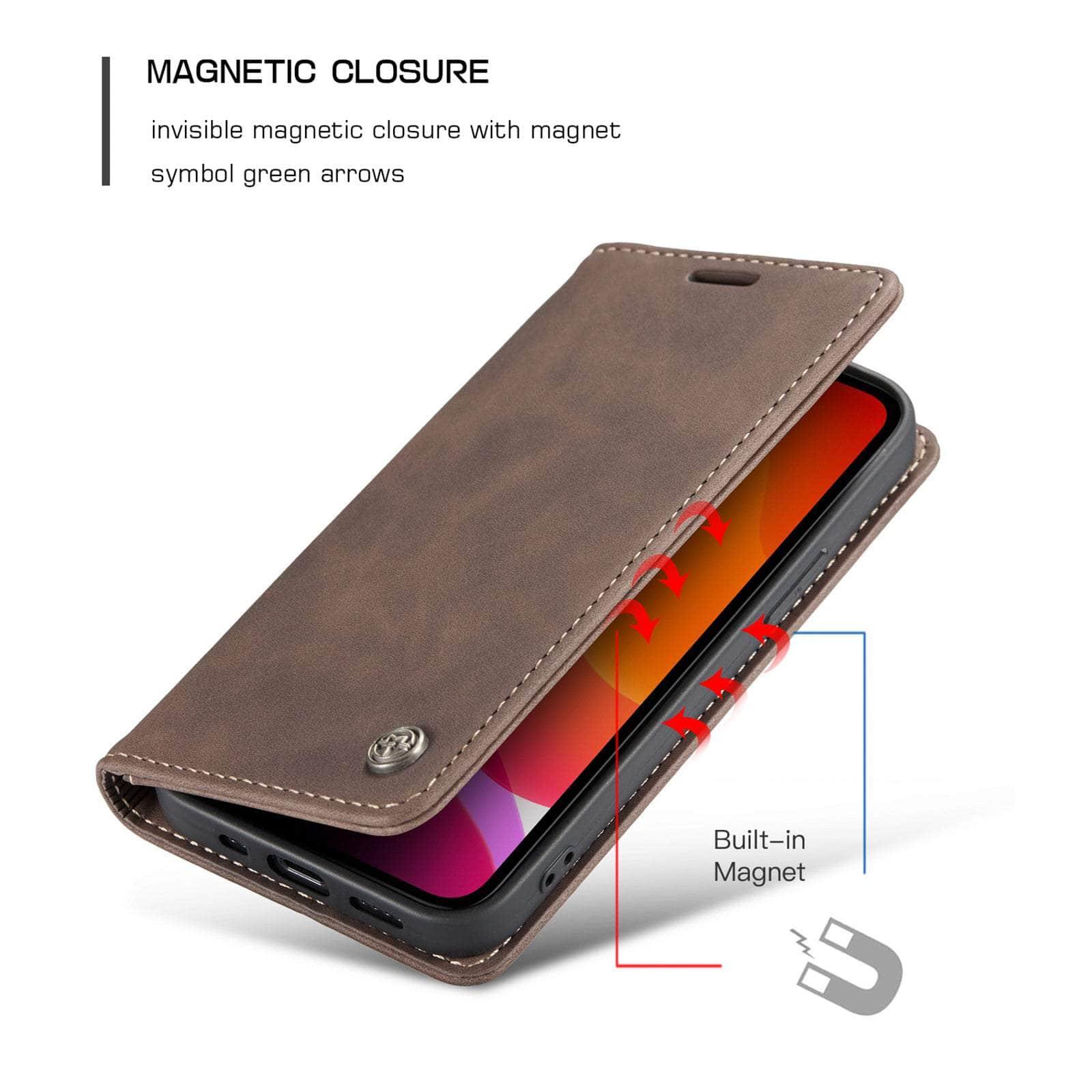 Casebuddy CaseMe iPhone 14 Pro Retro Magnetic Card Leather Wallet