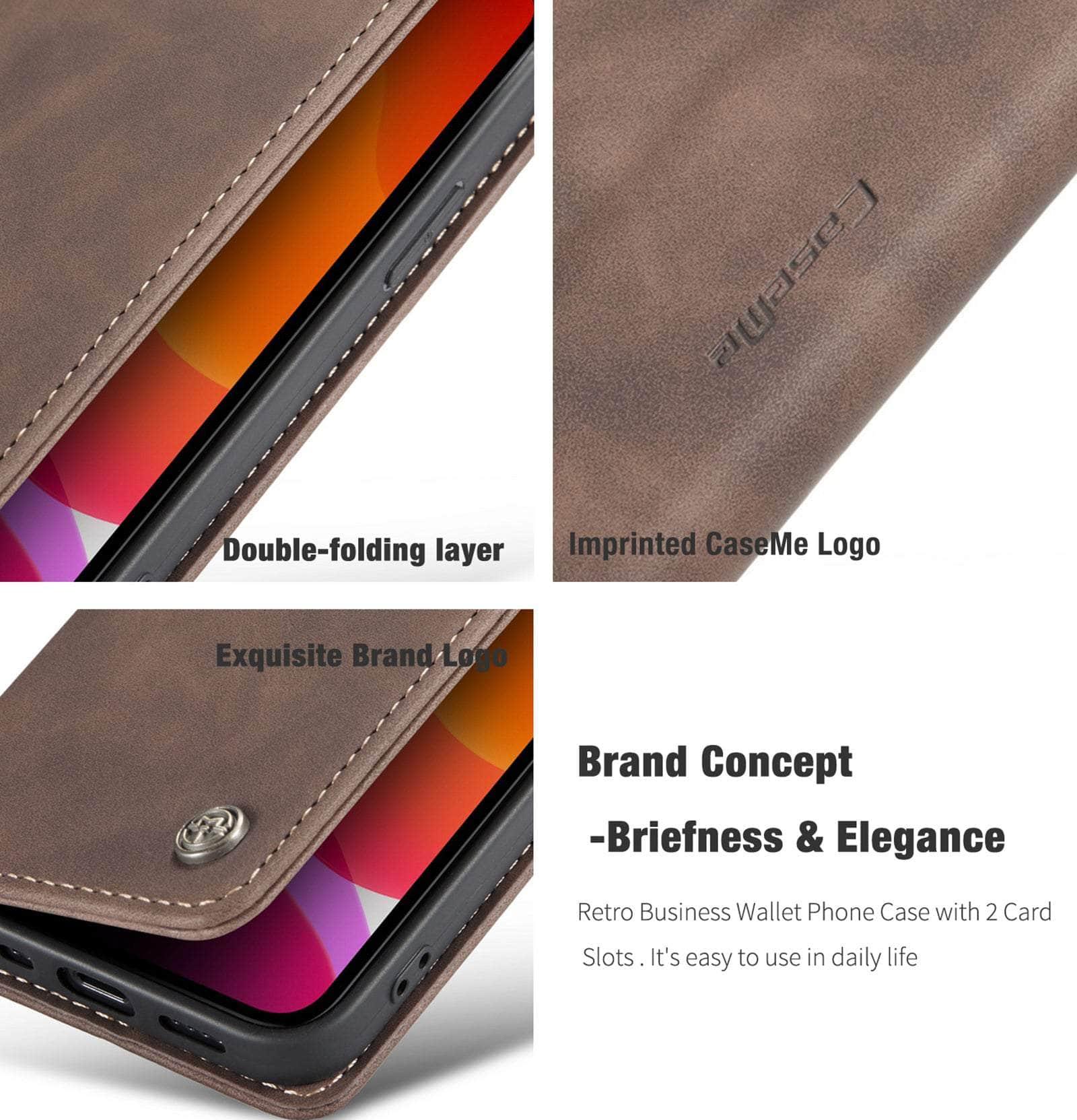 Casebuddy CaseMe iPhone 14 Pro Retro Magnetic Card Leather Wallet