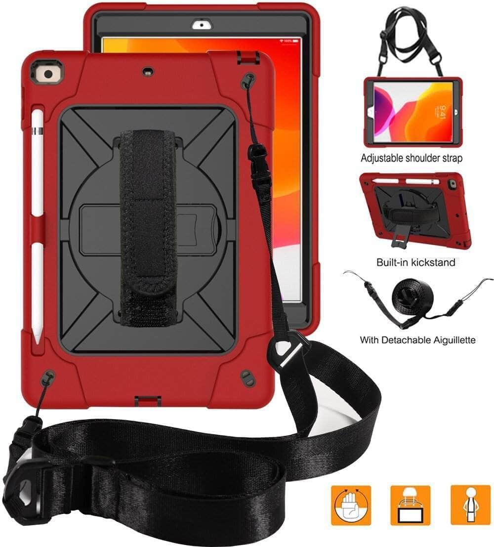 CaseBuddy Casebuddy Conelz iPad 10.2 2019/2020 (iPad 7/8) Heavy Duty Rugged Shockproof 360 Rotatable Kickstand Hand Strap Case