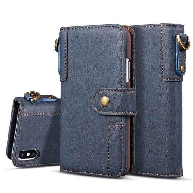 CaseBuddy Australia Casebuddy For iPhone 12 Pro / Blue Cow Leather iPhone 12 Flip Wallet Case