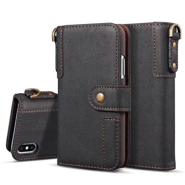 CaseBuddy Australia Casebuddy For iPhone 12 Pro / Black Cow Leather iPhone 12 Flip Wallet Case