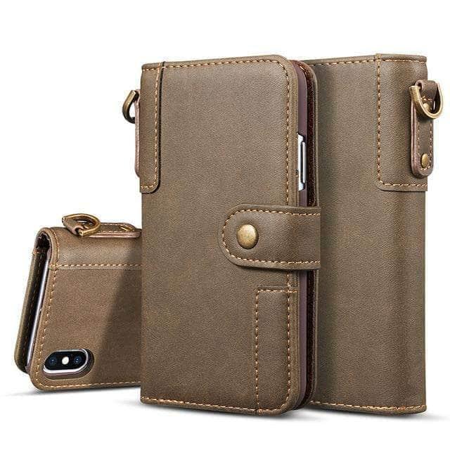 CaseBuddy Australia Casebuddy For iPhone 12 Pro / Coffee Cow Leather iPhone 12 Flip Wallet Case