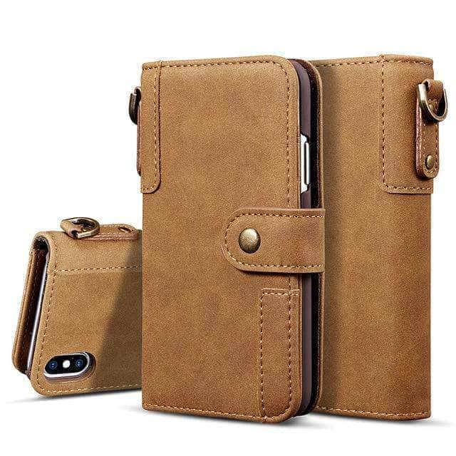 CaseBuddy Australia Casebuddy For iPhone 12 Pro / Brown Cow Leather iPhone 12 Flip Wallet Case