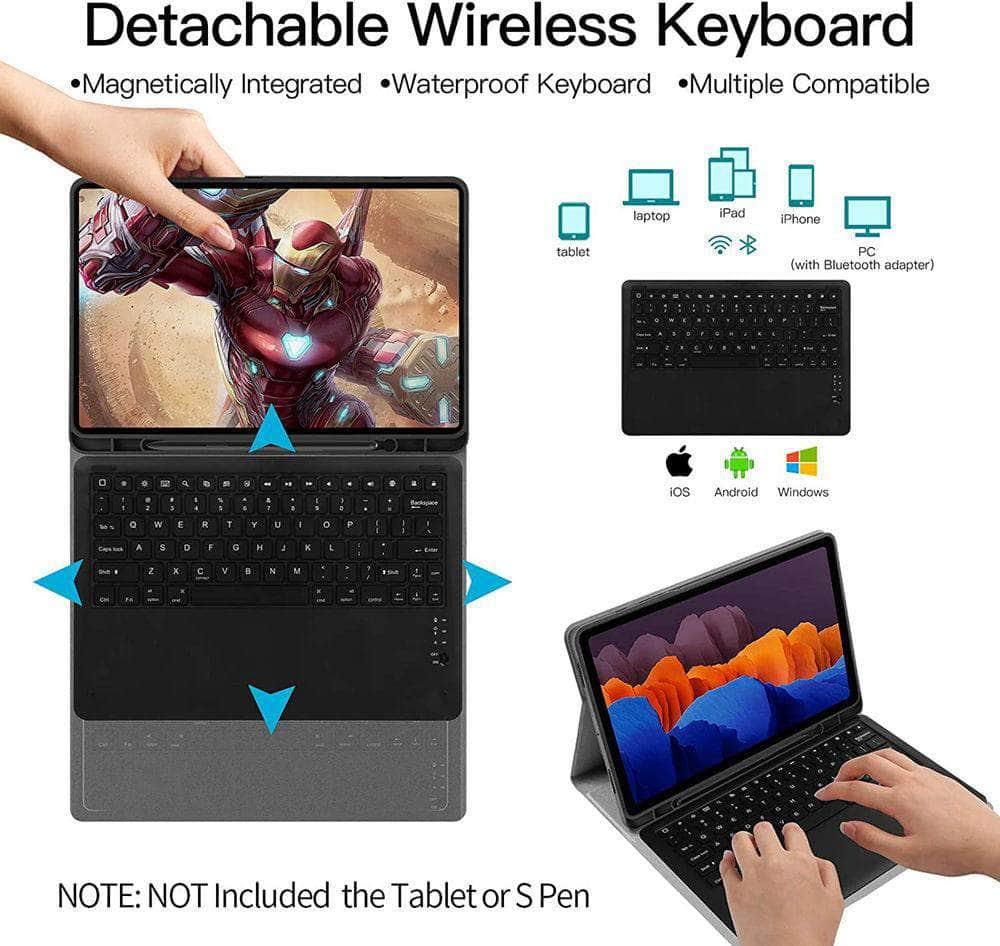 CaseBuddy Australia Casebuddy Detachable Wireless Bluetooth Keyboard Galaxy Tab S7 Lite 12.4 T730 T735 Silicone Case