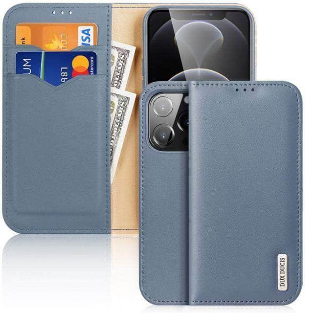 CaseBuddy Australia Casebuddy For Iphone 13 Mini / sky blue Dux Ducis Genuine Leather iPhone 13 Mini Wallet Case