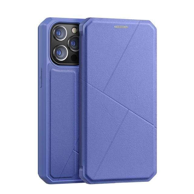 CaseBuddy Australia Casebuddy For iPhone 13 / Blue DUX DUCIS iPhone 13 & 13 Pro Skin X Magnetic Flip Leather Case