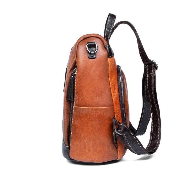 Casebuddy Flower Pattern Vintage Genuine Leather Backpack