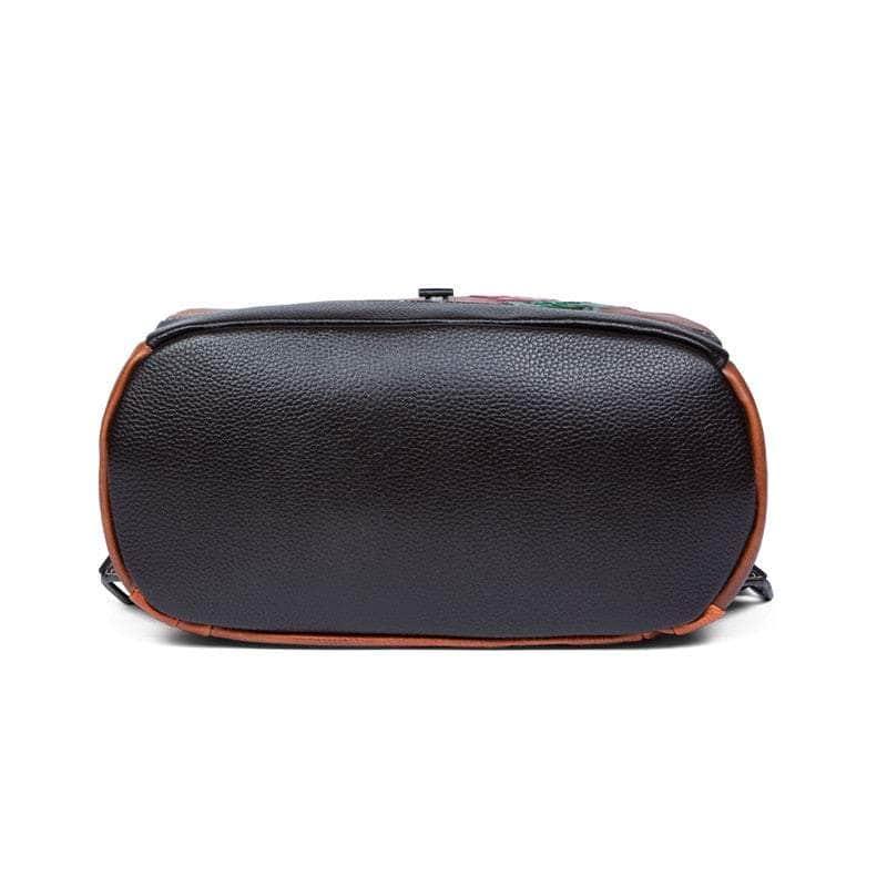 Casebuddy Flower Pattern Vintage Genuine Leather Backpack