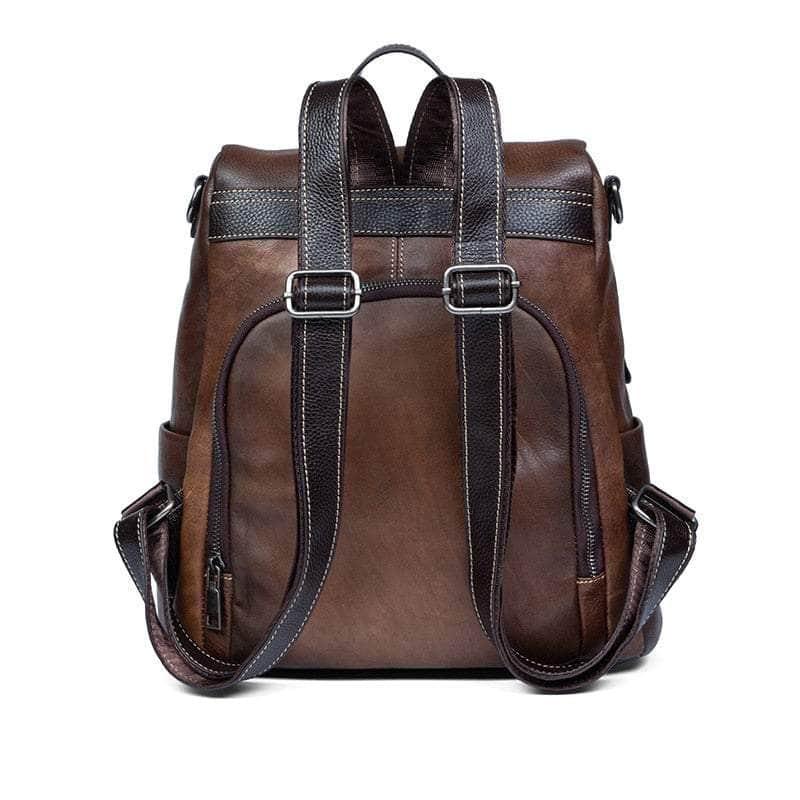 Casebuddy Flower Pattern Vintage Genuine Leather Backpack