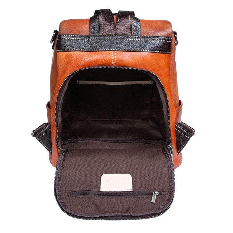 Casebuddy Flower Pattern Vintage Genuine Leather Backpack