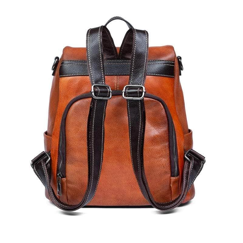 Casebuddy Flower Pattern Vintage Genuine Leather Backpack