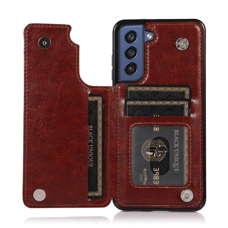 Casebuddy Galaxy S23 / Brown Galaxy S23 Luxury Slim Fit Wallet Leather Case