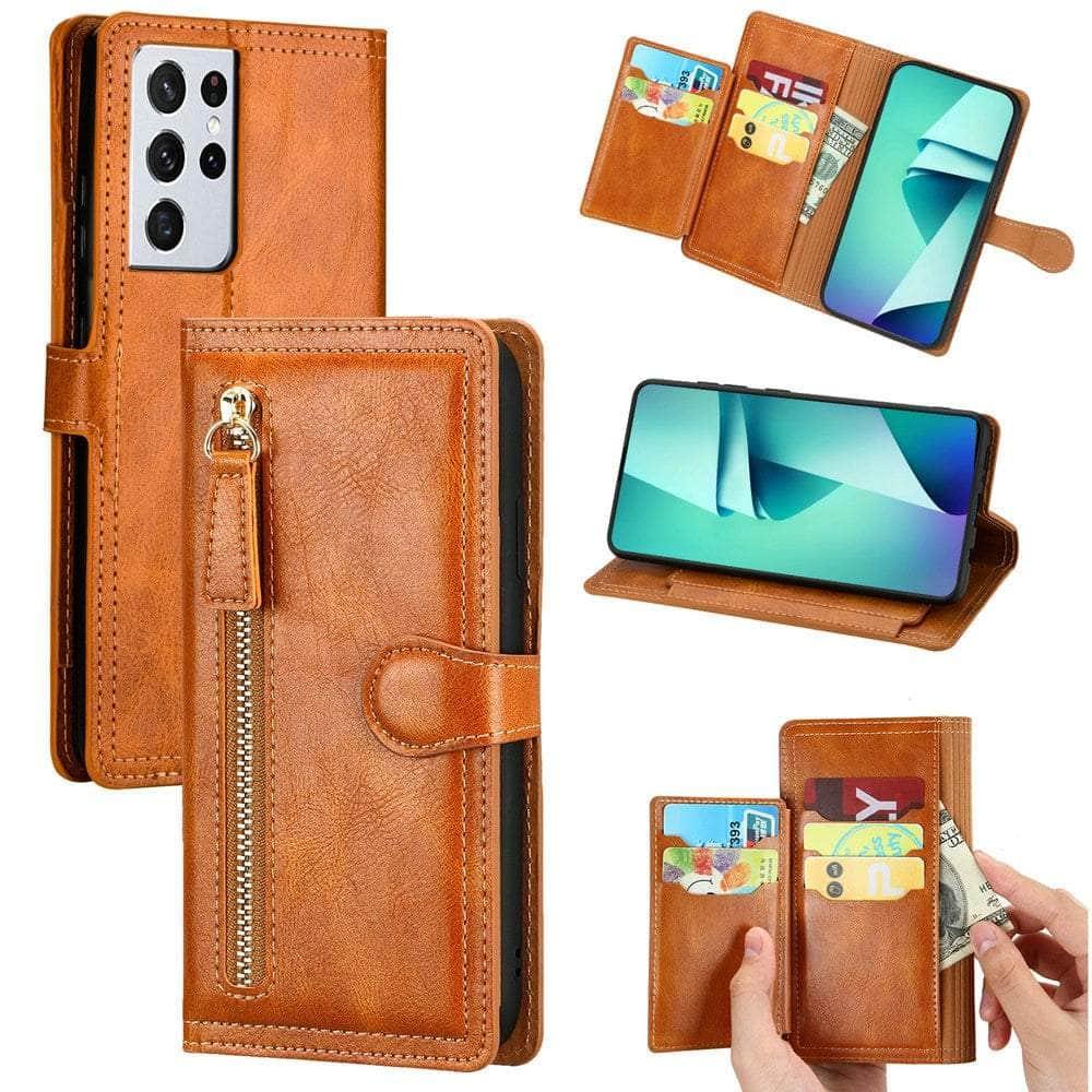 Casebuddy Galaxy S23 Ultra Zipper Leather Flip Case