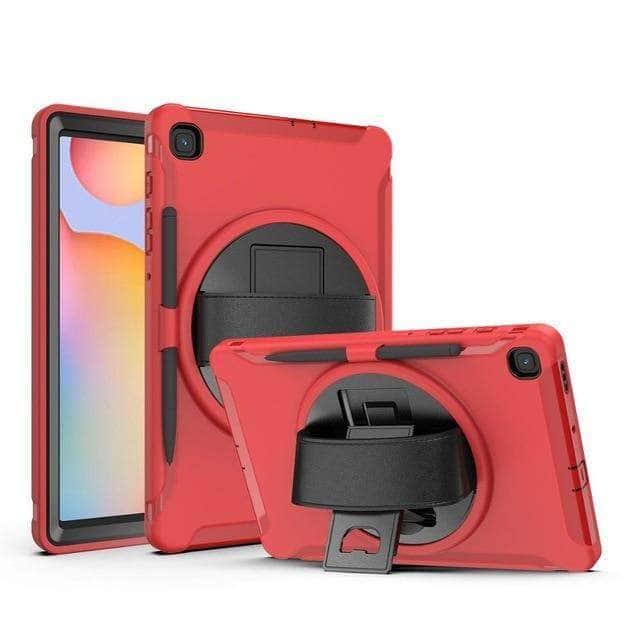 CaseBuddy Australia Casebuddy Red Galaxy Tab S6 Lite 10.4 P610 P615 Rotation Shockproof Heavy Duty Rugged Case