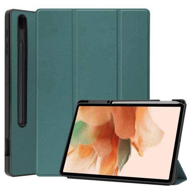 CaseBuddy Australia Casebuddy Green Galaxy Tab S7 Lite T730 T735 Ultra Tri-Fold Hard Shell Smart Cover