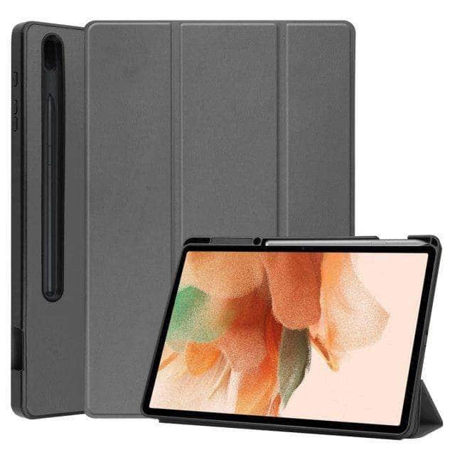 CaseBuddy Australia Casebuddy Grey Galaxy Tab S7 Lite T730 T735 Ultra Tri-Fold Hard Shell Smart Cover