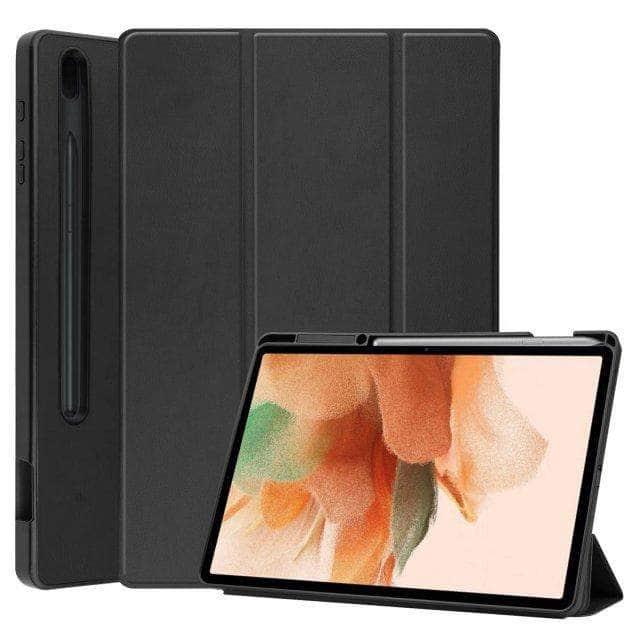 CaseBuddy Australia Casebuddy Black Galaxy Tab S7 Lite T730 T735 Ultra Tri-Fold Hard Shell Smart Cover