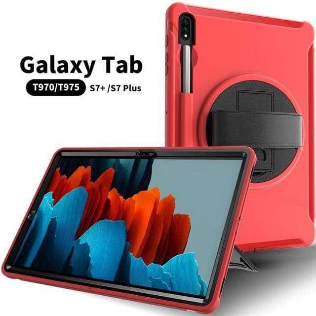 CaseBuddy Australia Casebuddy Red Galaxy Tab S7 Plus T970 2020 12.4 Shockproof Rugged Heavy Duty Case