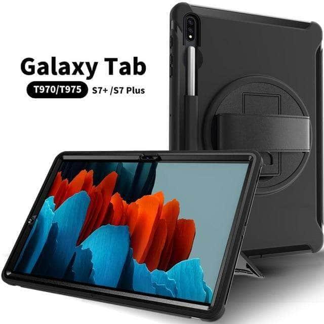 CaseBuddy Australia Casebuddy Black Galaxy Tab S7 Plus T970 2020 12.4 Shockproof Rugged Heavy Duty Case