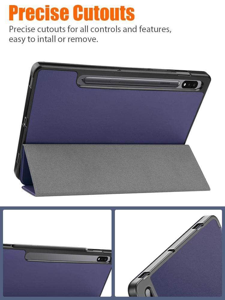 Galaxy Tab S7 T870 T875 Pencil Holder Soft TPU Back Shell Magnetic Smart Case - CaseBuddy