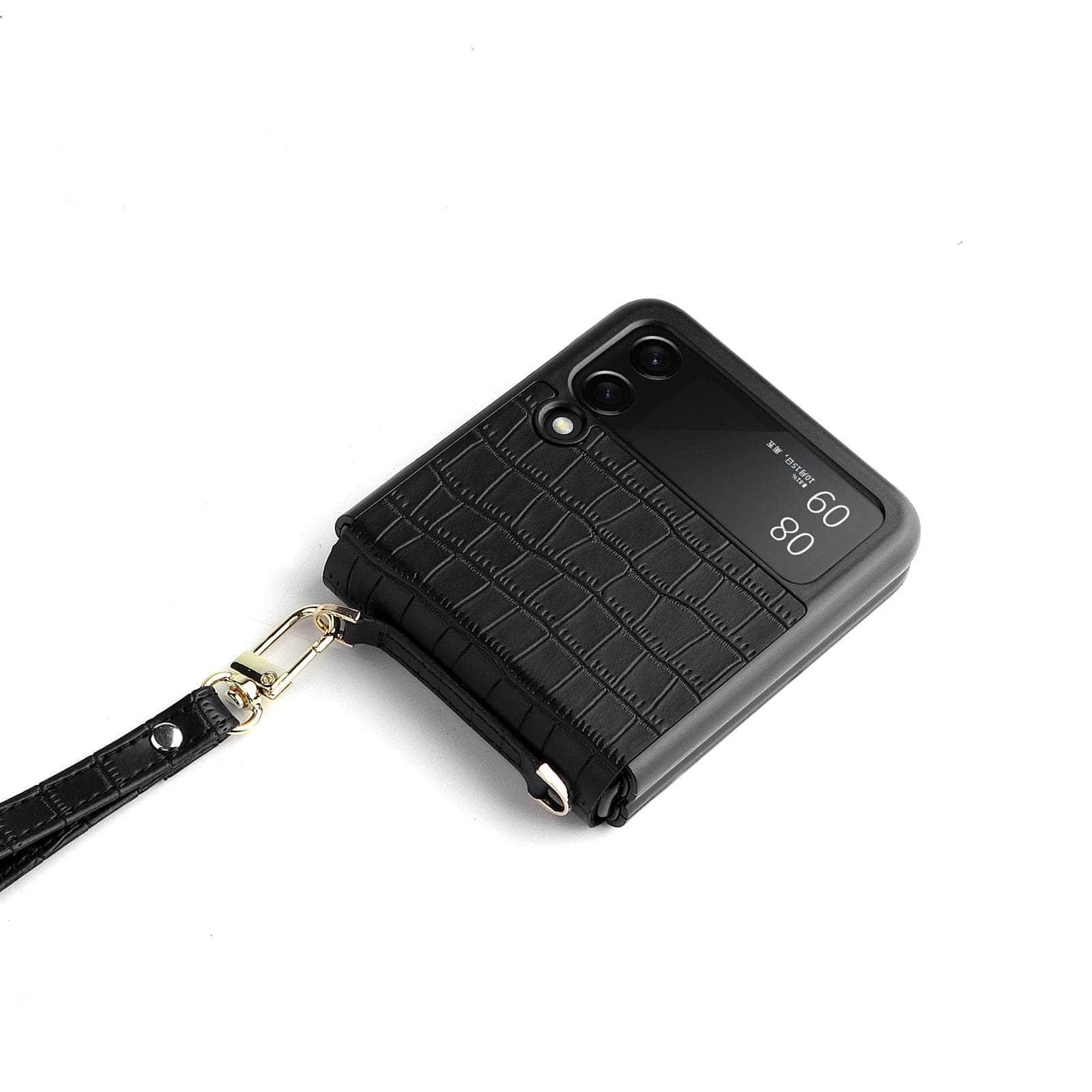 Casebuddy black / for Z Flip 3 Galaxy Z Flip 3 Leather Hand Strap Case