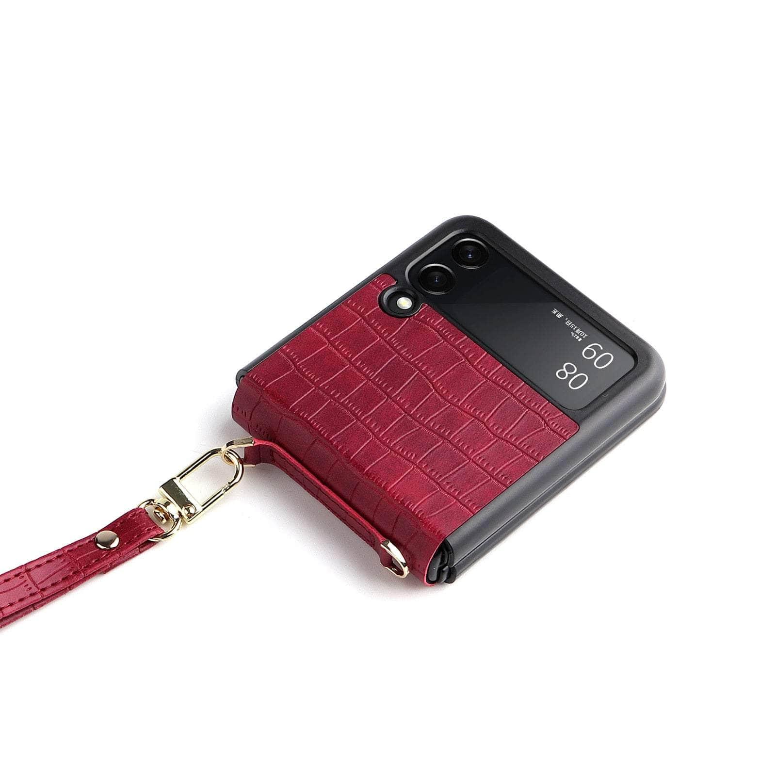 Casebuddy red / for Z Flip 3 Galaxy Z Flip 3 Leather Hand Strap Case
