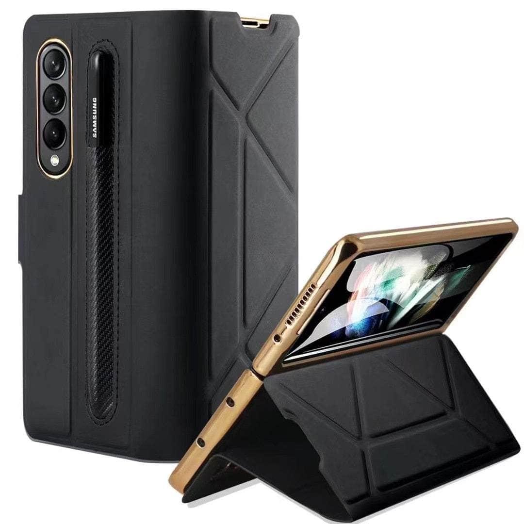 Casebuddy Moldel A Black / For Z Fold 4 Galaxy Z Fold 4 Leather Magnetic Flip Case