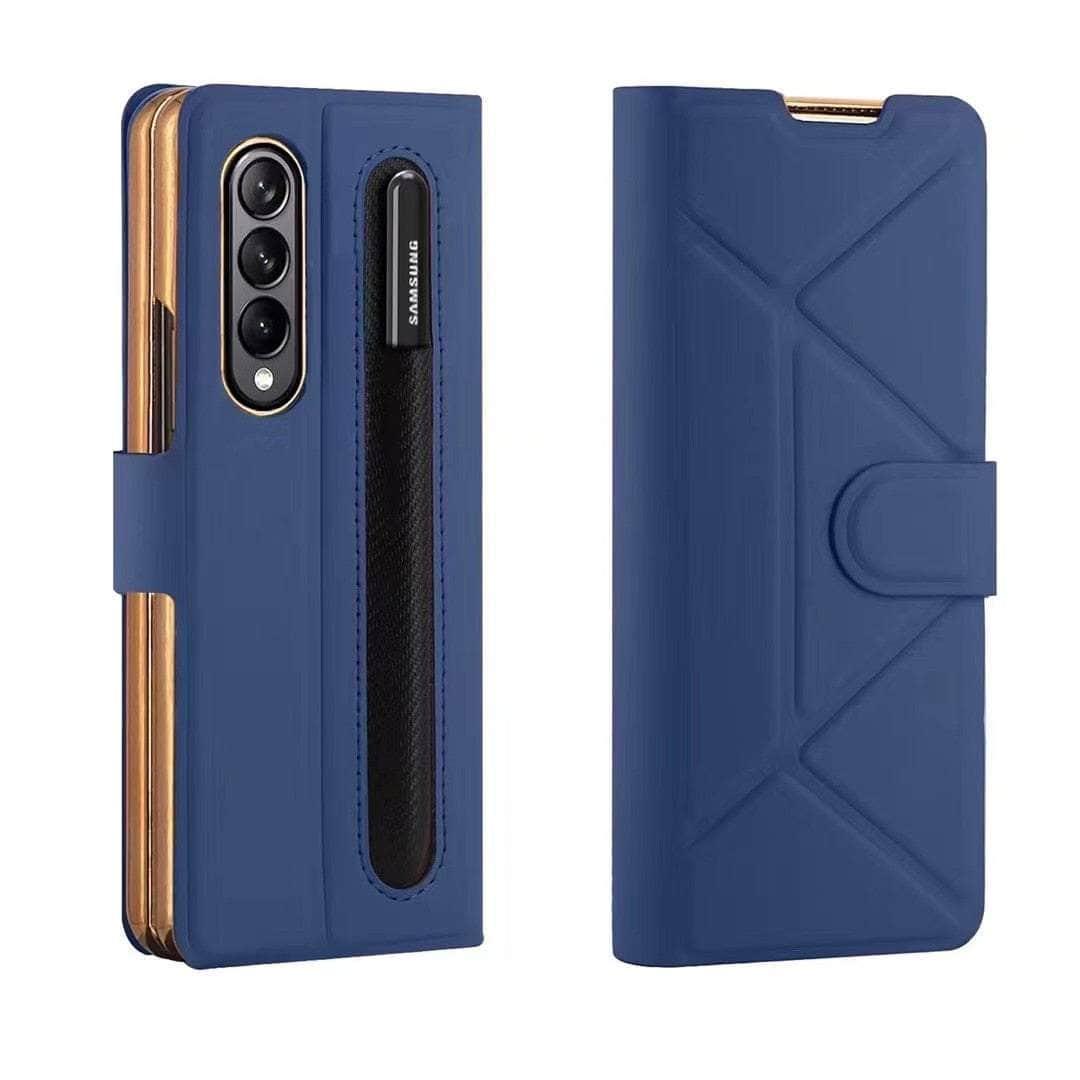 Casebuddy Moldel A Blue / For Z Fold 4 Galaxy Z Fold 4 Leather Magnetic Flip Case