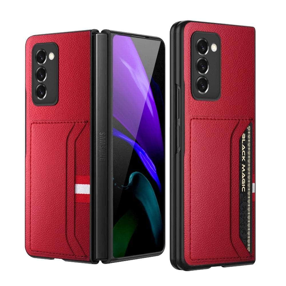 Casebuddy Red / for Galaxy Z Fold 4 Galaxy Z Fold 4 Slim Lightweight Leather Case
