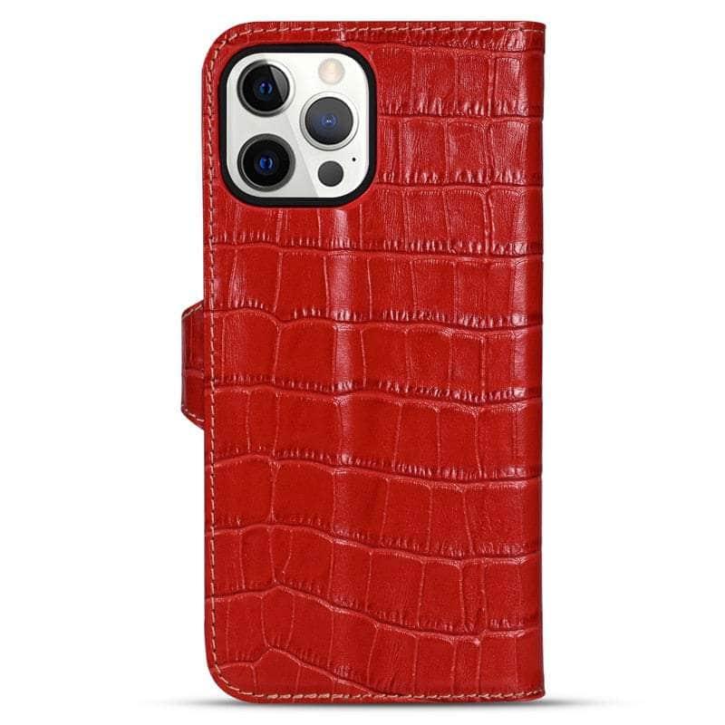 CaseBuddy Australia Casebuddy For iPhone 13 / Red Genuine Leather iPhone 13 Natural Cowhide Full Edge Protection Case