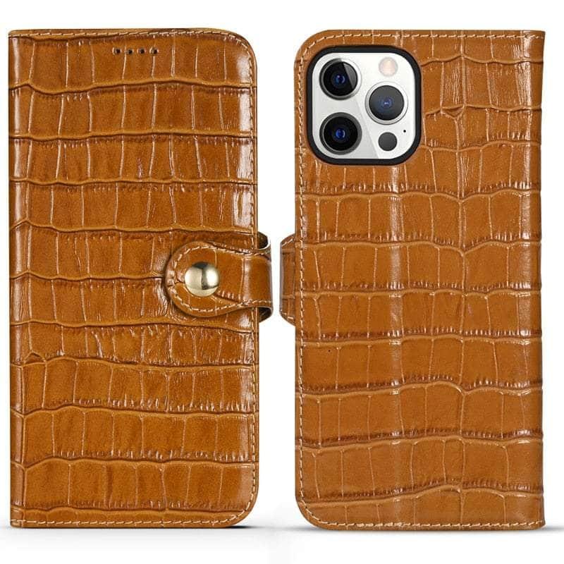 CaseBuddy Australia Casebuddy For iPhone13 Pro Max / Auburn Genuine Leather iPhone 13 Pro Max Natural Cowhide Full Edge Protection Case