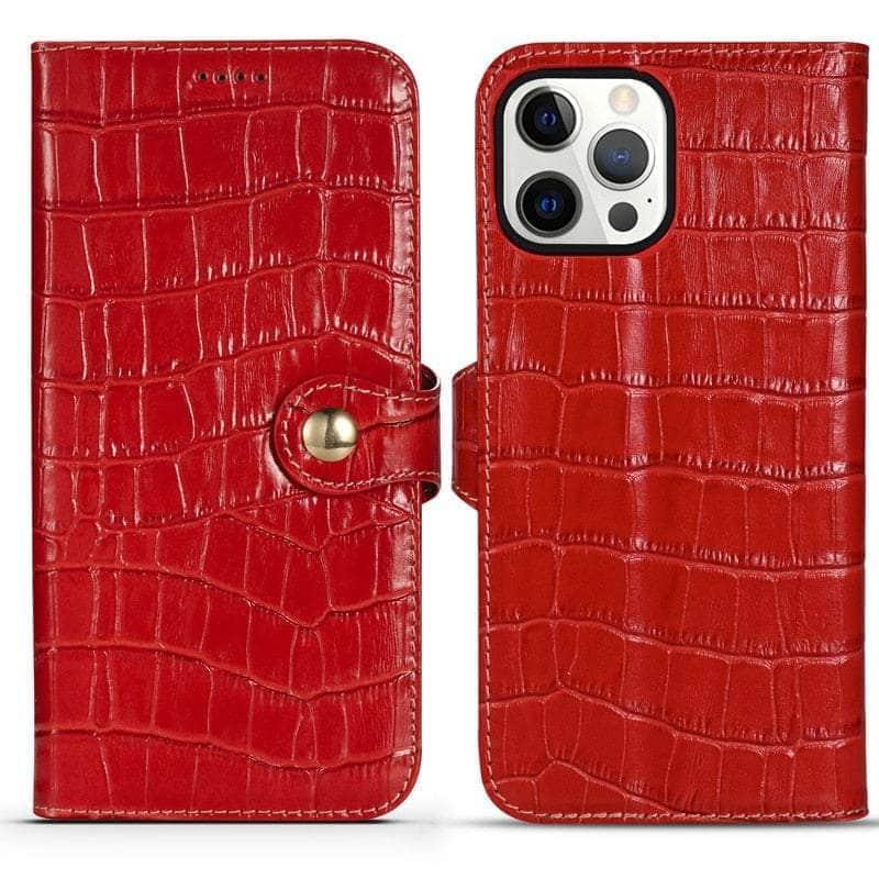 CaseBuddy Australia Casebuddy For iPhone13 Pro Max / Red Genuine Leather iPhone 13 Pro Max Natural Cowhide Full Edge Protection Case