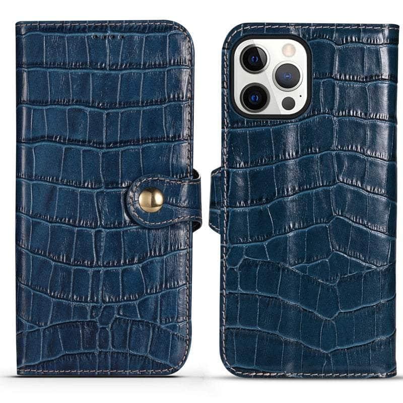 CaseBuddy Australia Casebuddy For iPhone13 Pro Max / Blue Genuine Leather iPhone 13 Pro Max Natural Cowhide Full Edge Protection Case