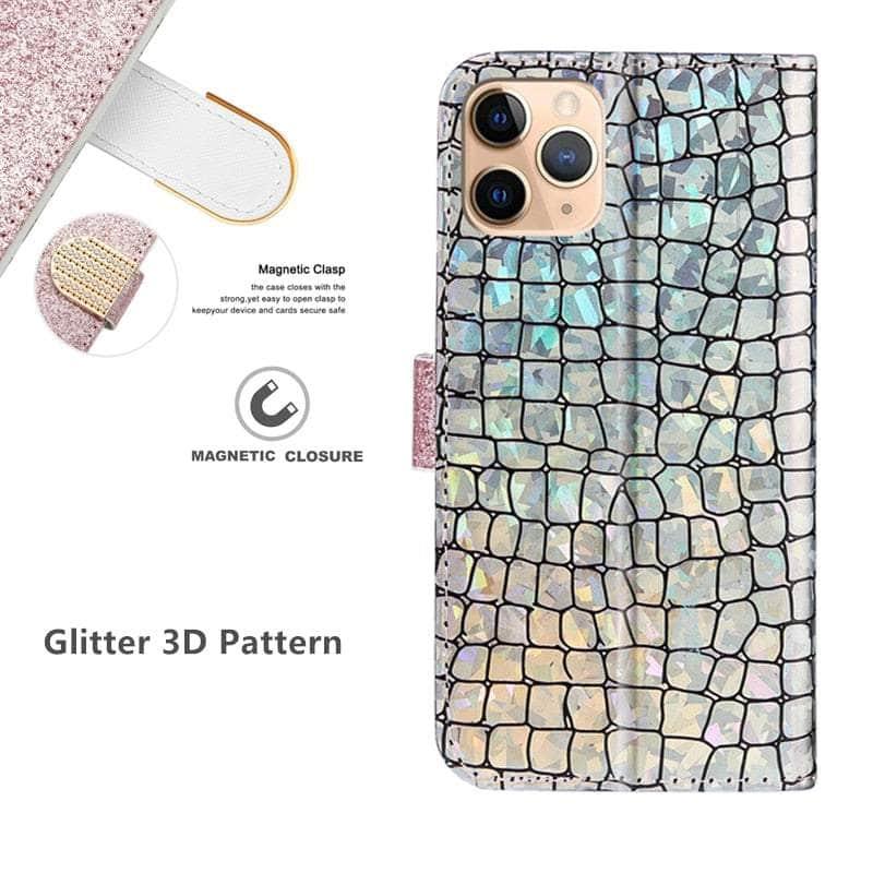 CaseBuddy Australia Casebuddy Glitter iPhone SE 2022 Leather Case