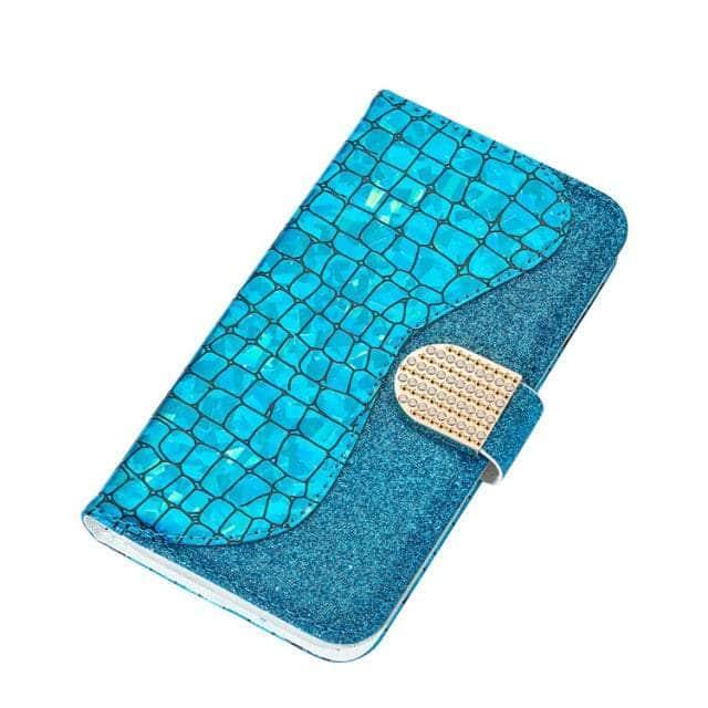 CaseBuddy Australia Casebuddy For iPhone SE 2022 / sky blue Glitter iPhone SE 2022 Leather Case
