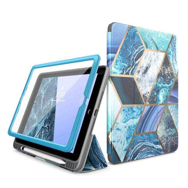 CaseBuddy Australia Casebuddy Blue I-BLASON iPad 9.7 Cosmo Marble Trifold Stand Case