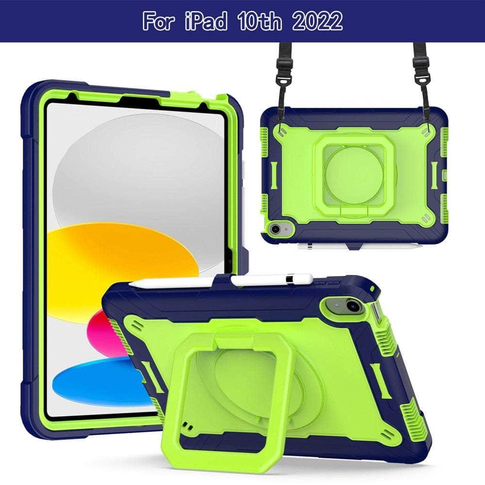 Casebuddy Navy Green / iPad 10th 2022 iPad 10 2022 Armor Shockproof 360 Holder Stand Case