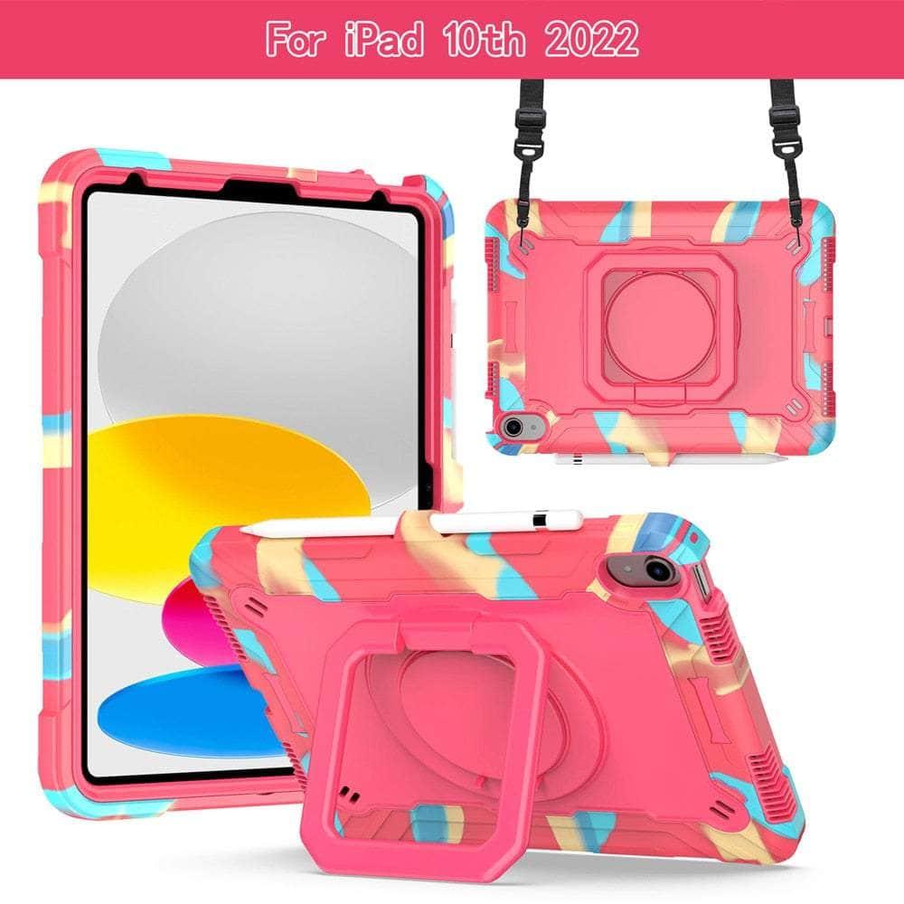 Casebuddy Colro Rose / iPad 10th 2022 iPad 10 2022 Armor Shockproof 360 Holder Stand Case