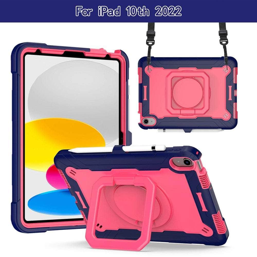 Casebuddy Navy Rose / iPad 10th 2022 iPad 10 2022 Armor Shockproof 360 Holder Stand Case